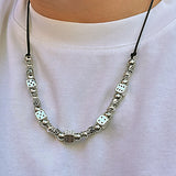 Gothic Metal Dice Necklace Leather Choker Men's Jewelry