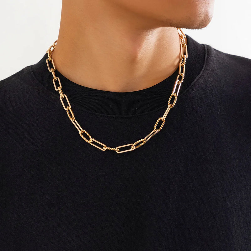 Gothic Creative Twisted Chain O-shaped Short Necklace Punk Thick Metal Clavicle