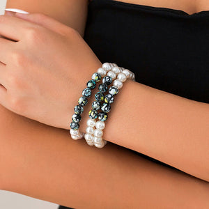 Gothic Green Pattern Pearl Necklace Beaded Choker Punk Halloween Jewelry