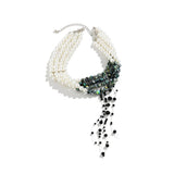 Gothic Green Pattern Pearl Necklace Beaded Choker Punk Halloween Jewelry