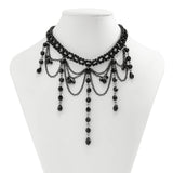 Gothic Crystal Bead Chain Short Necklace Punk Tassel Pendant Women Hip Hop