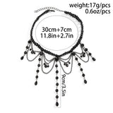 Gothic Crystal Bead Chain Short Necklace Punk Tassel Pendant Women Hip Hop