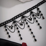 Gothic Crystal Bead Chain Short Necklace Punk Tassel Pendant Women Hip Hop