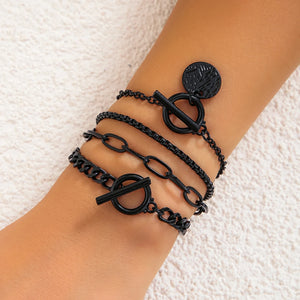 Gothic Metal Paint Chain Bracelet Layer Buckle Bracelet For Women