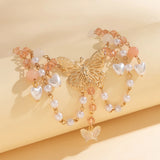 Gothic Metal Butterfly Pendant Necklace Romantic Baroque Heart Tassel Chain