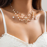 Gothic Metal Snake Pendant Clavicle Necklace Punk Pearl Chain Mesh Tassel Neckla