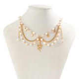 Gothic Metal Snake Pendant Clavicle Necklace Punk Pearl Chain Mesh Tassel Neckla