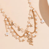 Gothic Metal Snake Pendant Clavicle Necklace Punk Pearl Chain Mesh Tassel Neckla