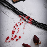 Gothic Crystal Bead Choker Necklace Red Tassel Pendant