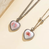 Rabbit Pattern Necklace Acrylic Heart Pendant Double Layer Jewelry