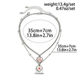 Rabbit Pattern Necklace Acrylic Heart Pendant Double Layer Jewelry