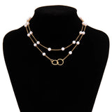 Pearl Chain Clavicle Necklace Metal Chain Jewelry