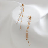 Pearl Pendant Metal Tassel Drop Earrings