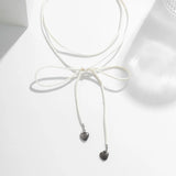 Rope Chain Neck Necklace Women Bowknot Heart Pendant Collar Chain Choker