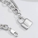 Kpop Stainless Steel Lock Pendant Bracelet Punk Chain Couple Bracelet Jewelry