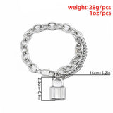Kpop Stainless Steel Lock Pendant Bracelet Punk Chain Couple Bracelet Jewelry
