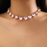 Heart Rhinestone Choker Necklace for Women