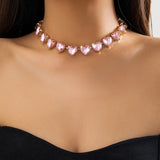 Heart Rhinestone Choker Necklace for Women