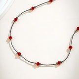 Fine Copper Chain Red Crystal Beads Choker