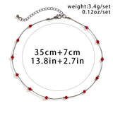 Fine Copper Chain Red Crystal Beads Choker