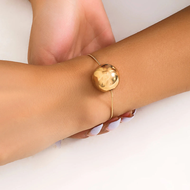Fine Snake Chain Bracelet Exaggerated Big Ball Bangle