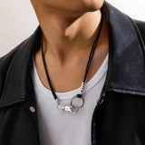 Minimalist Leather Wax Clavicle Necklace Men's Casual Metal Buckle Necklace