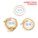Punk Metal Chain & Pearl Bracelet Set Bohemian Jewelry
