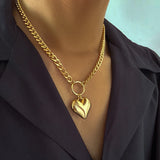 Punk CCB Hollow Heart Pendant Choker Necklace for Men