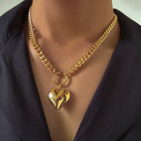 Punk CCB Hollow Heart Pendant Choker Necklace for Men