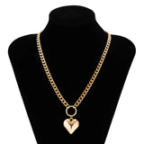 Punk CCB Hollow Heart Pendant Choker Necklace for Men