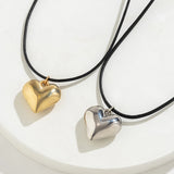 Punk CCB Metal Double Heart Pendant Necklace