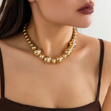 Irregular Acrylic Ball Bead Chain Short Necklace Women's Choker