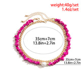 Punk Metal Chain Stone Beads Short Necklace for Women