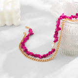 Punk Metal Chain Stone Beads Short Necklace for Women