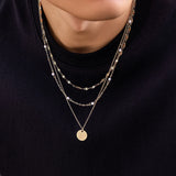 Punk Metal Circular Pendant Necklace Men's Layer Metal Chain Necklace
