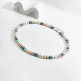 Punk Glass Pearl Chain Necklace for Men Party Jewelry