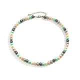 Punk Glass Pearl Chain Necklace for Men Party Jewelry