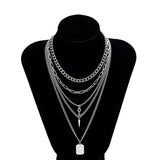 Punk Multilayer Chains Chunky Necklace Set