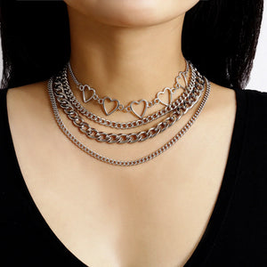 Punk Multilayer Chains Chunky Necklace Set