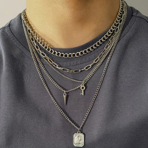Punk Multilayer Chains Chunky Necklace Set