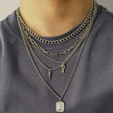 Punk Multilayer Chains Chunky Necklace Set