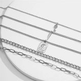 Punk Multilayer Chains Chunky Necklace Set