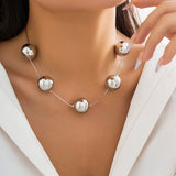 Punk Metal Big Ball Bead Chain Necklace Gothic Aesthetic Choker Women's Jewelry