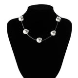 Punk Metal Big Ball Bead Chain Necklace Gothic Aesthetic Choker Women's Jewelry