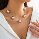 Punk Metal Big Ball Bead Chain Necklace Gothic Aesthetic Choker Women's Jewelry