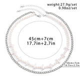 Punk Metal Chain Necklace Baroque Spike Pearl Chain Necklace