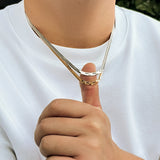 Punk Flat Snake Chain Necklace Double Layer Choker