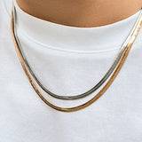 Punk Flat Snake Chain Necklace Double Layer Choker