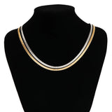 Punk Flat Snake Chain Necklace Double Layer Choker