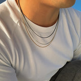 Punk Layered Box Chain Necklace Men's Clavicle Statement Jewelry